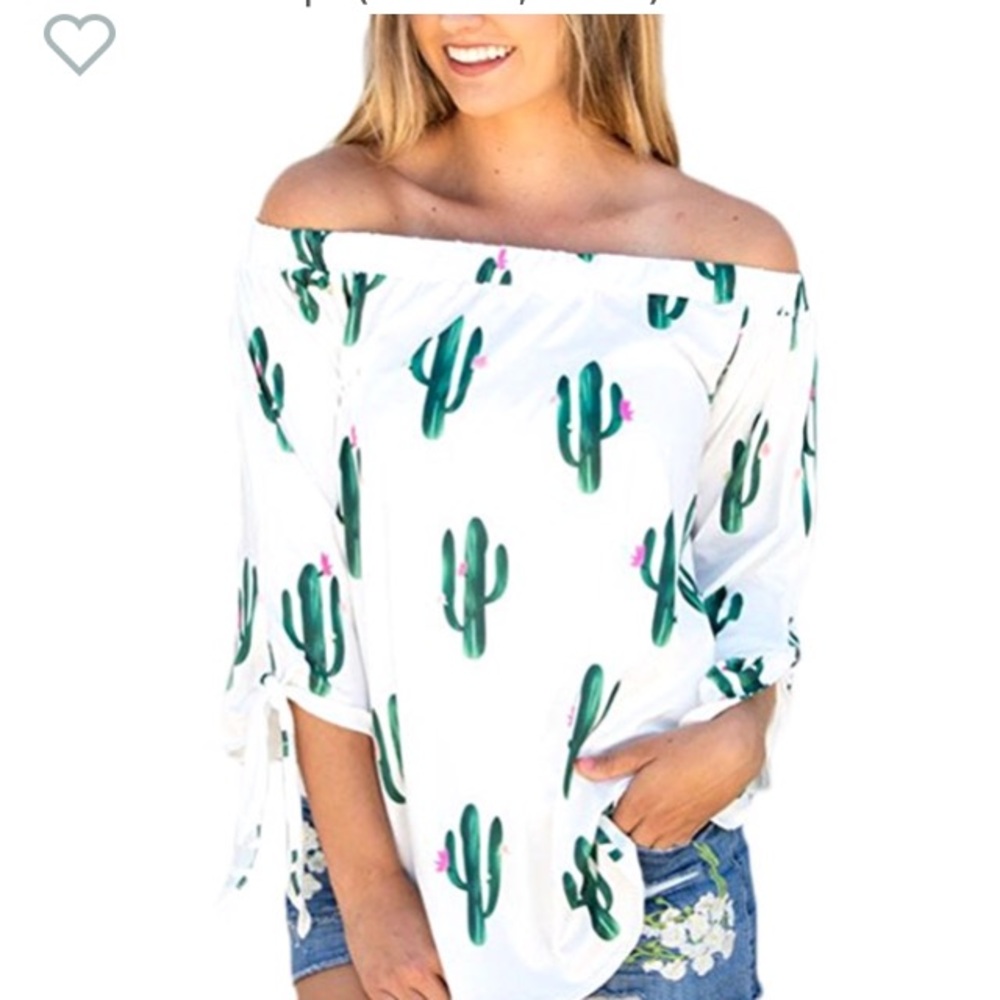 Off the shoulder cactus top